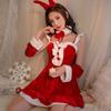 Sexy Lingerie Women's Sexy Bow Velvet Suspender Dress Christmas Outfit Passionate Temptation No Take Off Hollow Out Set