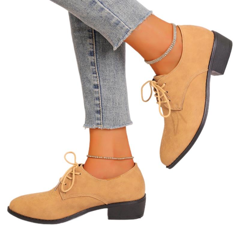 Замшевые туфли на среднем каблуке женские туфли с острым носком 2025 года зимняя тенденция гладиаторы повседневные прогулочные туфли на толстом каблуке модные туфли на шнуровке zapatillas mujer