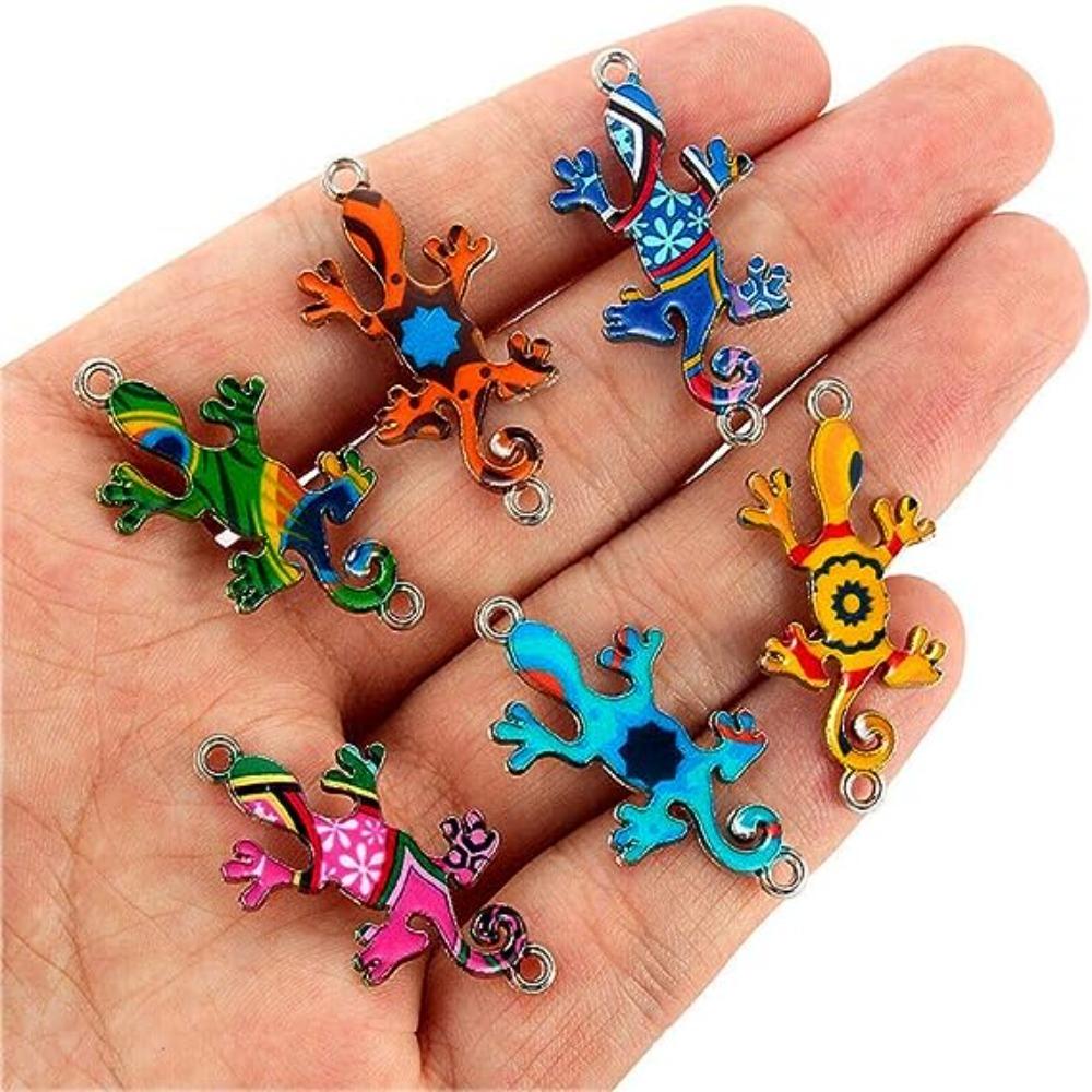 Mixed Color Gecko Charms Pendant Alloy Decorative Animal Pendant Jewelry Craft Making