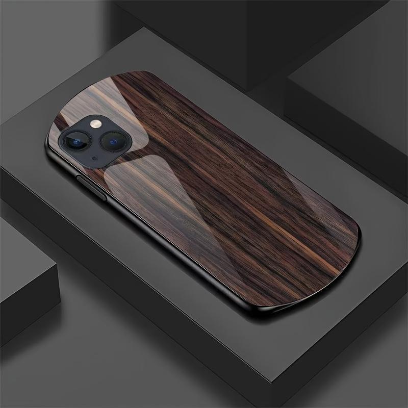 Стеклянный чехол для телефона с рисунком под дерево, подходит для iPhone 17 16 15 14 13 12 11 Pro/Max/Plus, противоударная задняя крышка