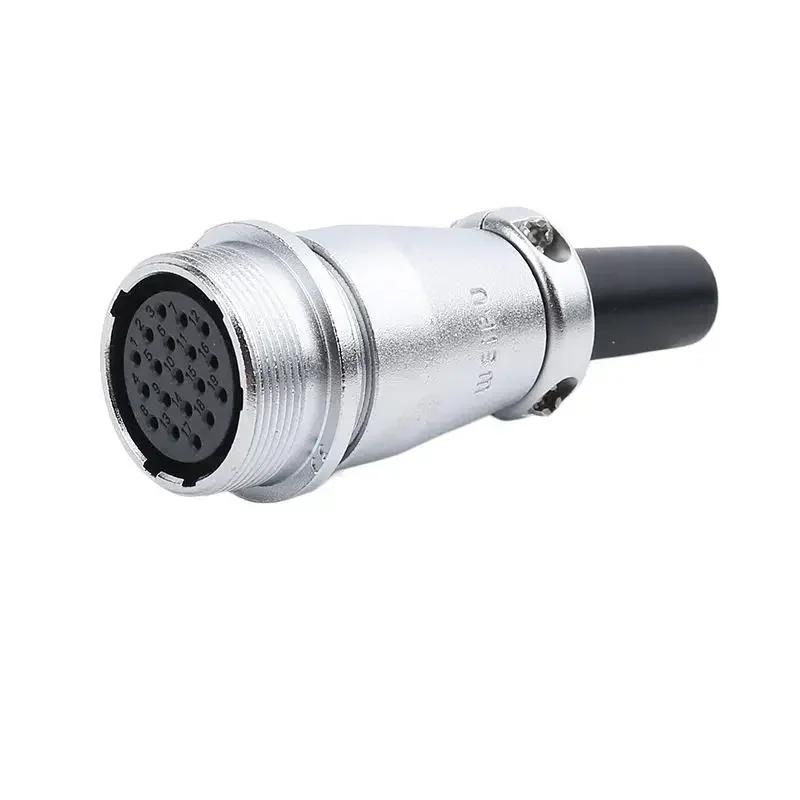 WEIPU WS24 TQ+ZQ WS24 Metal IP65 Waterproof Electrical Wire Cable Connector M24 2 3 4 9 10 12 19 Pin Industrial Outdoor Adapter