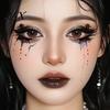 Removable Face Tattoo Stickers 2 Pairs Halloween Eye Stickers, Waterproof Temporary Decals with Costume Accessories Pumpkin Bat Spider Web, Easy Apply