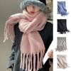 Winter Scarf Thickened Knitted Solid Color Elastic Tassel Stay Warm Anti-shrink Lady School Outdoor Scarf Clothes Accessories