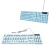 Игровая клавиатура USB Круглые 104 клавиши С подсветкой Эргономичная Складные ножки Мультимедийные клавиши Проводная клавиатура для настольного компьютера Ноутбука