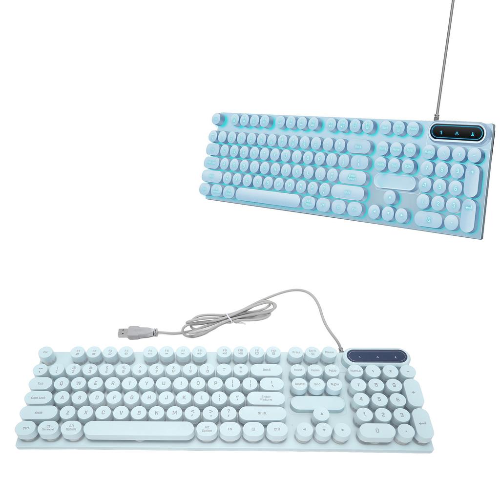 Игровая клавиатура USB Круглые 104 клавиши С подсветкой Эргономичная Складные ножки Мультимедийные клавиши Проводная клавиатура для настольного компьютера Ноутбука