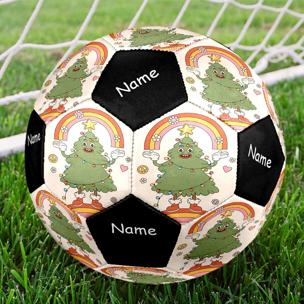 Custom Name Christmas tree Theme Size 5 Soccer Ball, Suitable for Both Indoor and Outdoor Matches, a Gift Suitable for Everyone.