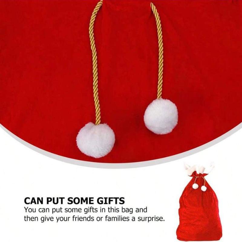 Large Festive Christmas Santa Gift Bag Rope Pocket Design Reusable Sack for Kids Holiday Present Storage