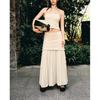 Strapless Straight Collar Knitting Tube Top Tops 4192043 Small Pleated Hem High Waist Knitted Skirt 4192042
