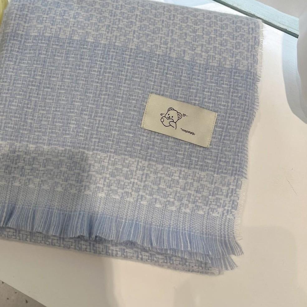 Korean Style New Winter Scarf Warm Imitation Cashmere Tassel Cute Bear Logo Scarf Fashionable and Versatile Women's Shawl