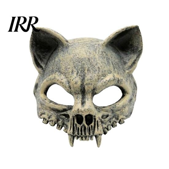 Transparent Vision Masque Animal Skull for Adults, Scary Cat Half Face Pressure Free Masque, Creepy Skeleton Halloween Party Accessory Cosplay,