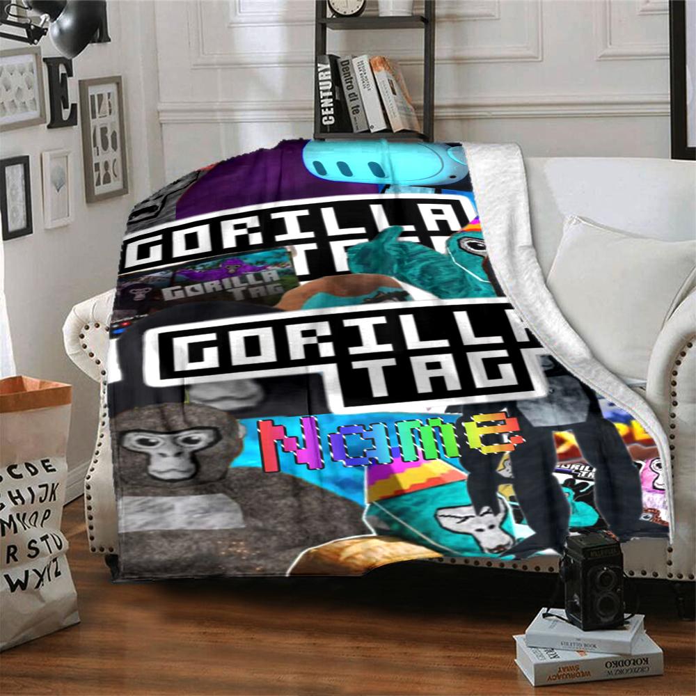 Custom Name Monkey Name Collage Party Blanket For Couch Bed Plush Cozy Fuzzy Blanket Super Soft Warm Blankets For Fall And Winter 091697