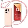 Case - E.F.CONNECTION - For Xiaomi Redmi Note 13 Pro 4G - Shockproof Protection - Pink Silicone - Lanyard Included