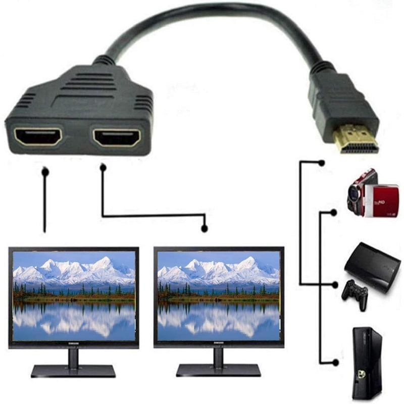Разветвитель HDMI 1 в 2 выхода, Кабель, HDMI-разъем папа на 2 HDMI-разъема мама, Адаптер-конвертер 1 на 2 пути, 1 шт.