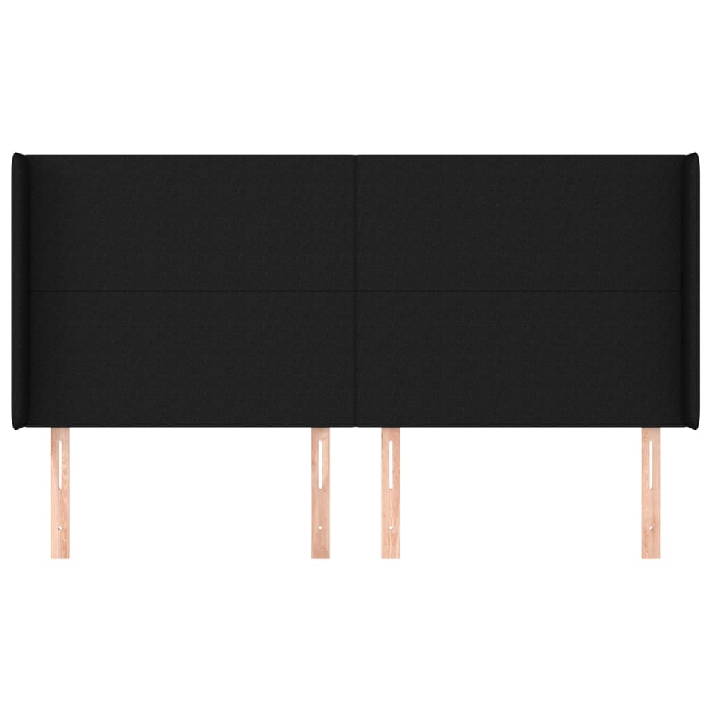 Headboard with Ears Black 163 x 16 x 118 128 cm Fabric