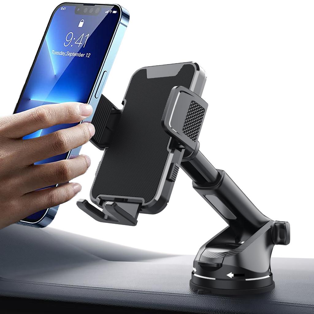 ML236 Car Phone Holder 360 Degree Rotation Extendable Suction Cup Mobile Mount for Windshield Dashboard