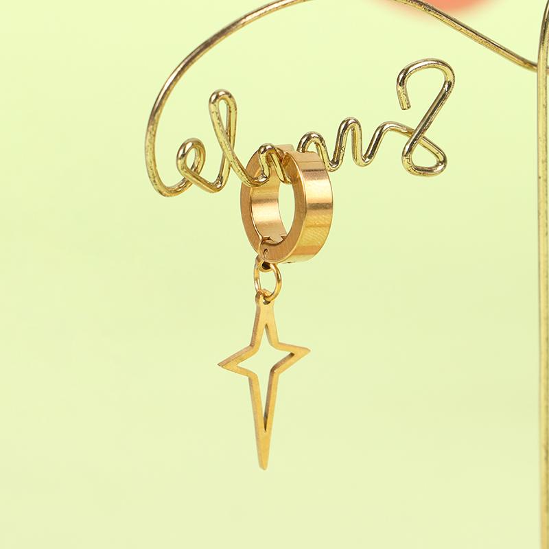 1 шт., унисекс, нержавеющая сталь, панк, мужские, черные, клипсы, геометрические, треугольные, звездные, подвесные, серьги, женские, готические, ювелирные изделия