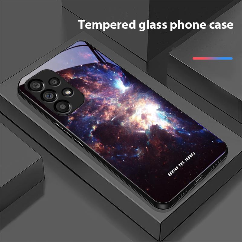 Бонусные космические пейзажи для Samsung Galaxy S10 S20 Plus S21 FE S22 S23 S24 FE S25 Ultra Черный Чехол для телефона из закаленного стекла Твердая оболочка