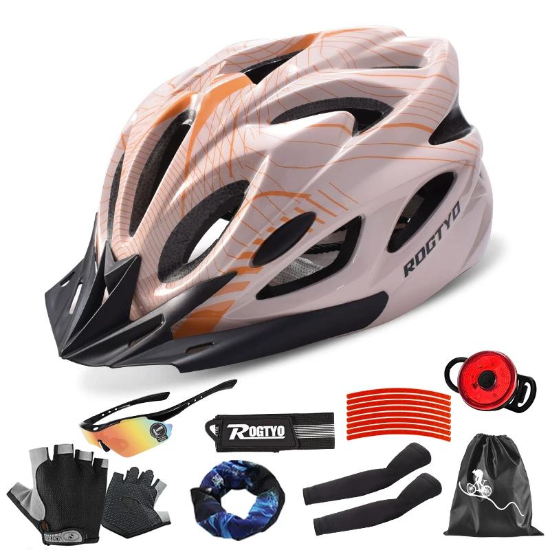 Cycling Helmet Set, Bicycle Mountain Bike Helmet, Road Integrated Helmet, Men's and Women's Cycling Equipment Set