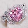 Xiaomi Huitan Romantic Women Ring Silver Color Inlaid Pink Shiny Heart CZ Elegant Wedding Party Accessories Engagement Lady Jewelry