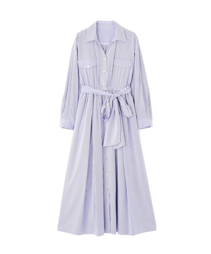 Body Casual Drop Shoulder Shirt Blue Stripes [Proportion Dressing] Dress, Dress, Women's,