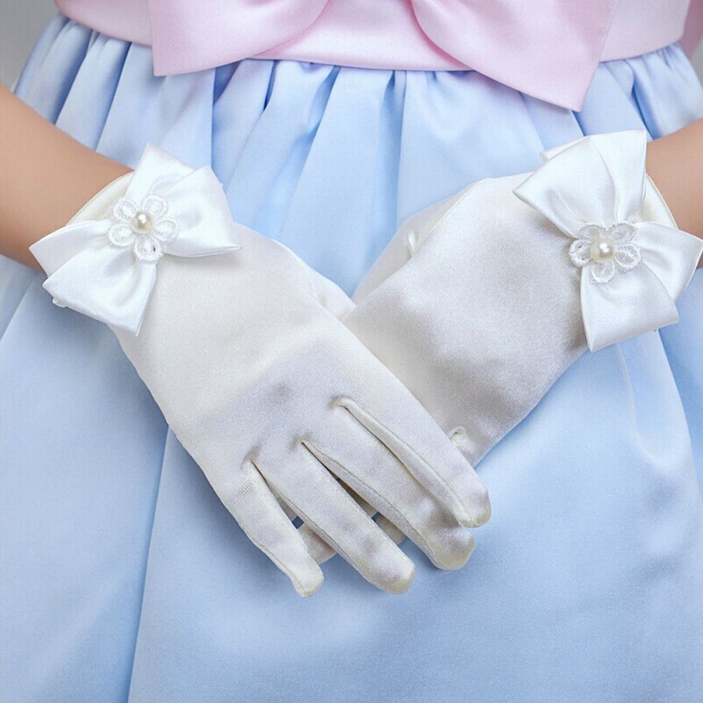 1pair Short Gloves Wedding Bowknot Gloves Princess Gloves Brief Paragraph Lady Gloves Dress Gloves