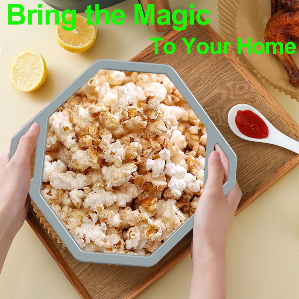 1шт силиконовая миска для попкорна в микроволновой печи, самодельная попкорница с крышкой, миска для попкорна, самодельные цветные кухонные принадлежности для выпечки большой емкости
