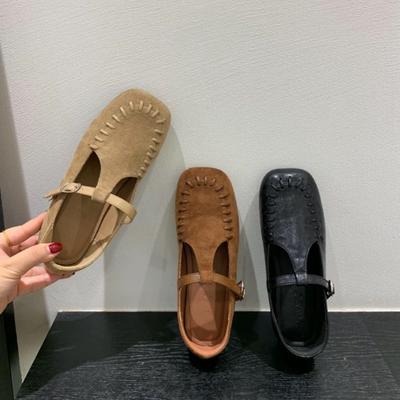 Версия из овчины~ Осенние ретро туфли-лодочки с квадратным носком и плоской подошвой в стиле «старые деньги» для женщин, с дизайнерским чувством, вечерний ветер Мэри