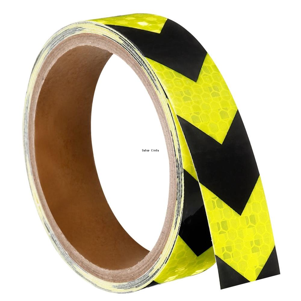 2.5cmx5m Arrow Car Reflective Stickers Fluorescent Yellow-Black Waterproof Reflectors Self-adhesive Tape Strip For Bicycle Truck