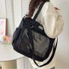 Large Capacity Itabag Zipper Canvas Shoulder Bag Portable Transparent Pocket Handbag  Women