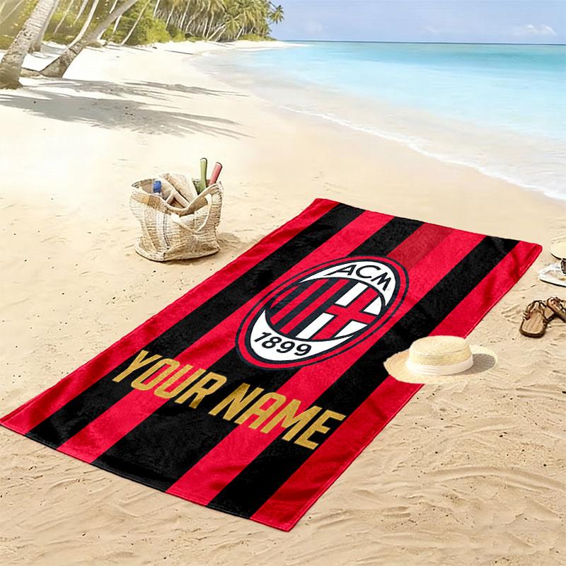 Custom Ac Milan Print Beach Towel, Large Soft Quick Dry Towel for Beach Camping Swimming