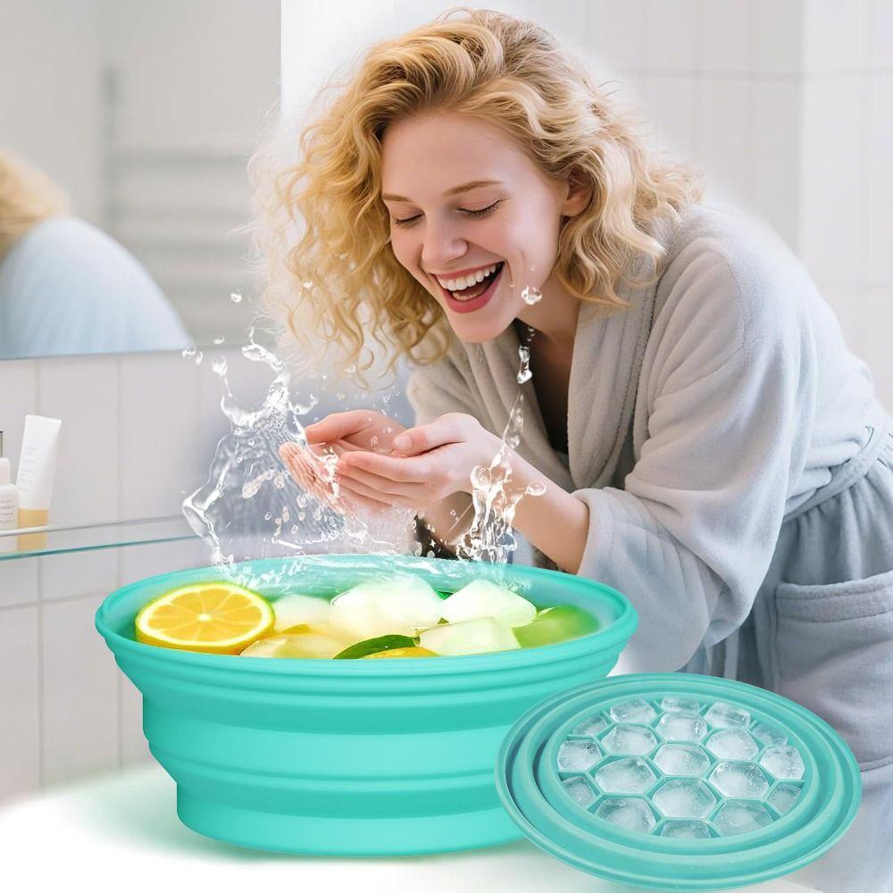 Silicone Portable Ice Basin Foldable Face Dipping Bowl Face Ice Bath Bowl Beauty Tools