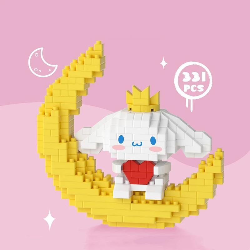 Лунные Строительные Блоки Светящиеся Cinnamoroll mymelody Kuromi Pompom Purin Модель для Сборки Кавайная Детская Игрушка Подарок на День Рождения