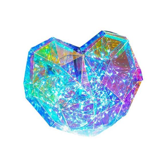 Ночной светильник в форме сердца с призматическим переливающимся 3D-светодиодом в форме сердца, лампа для создания атмосферы в спальне, подарки для влюбленных друзей