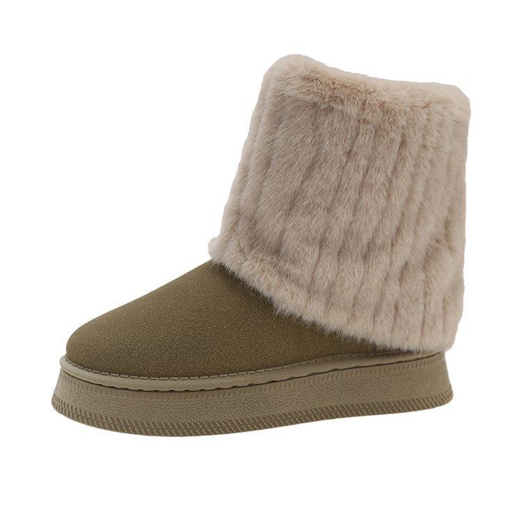 Короткие шерстяные зимние ботинки на толстой подошве, однотонные женские, трансграничные, осенне-зимние, бархатные, теплые, для ног, хлопковые туфли