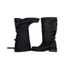 Cowhide Version Korean Version Thick Heel Pleated High Boots Women's New Folded Three-wear Outdoor Locomotive Boots Knight Boots Long Boots