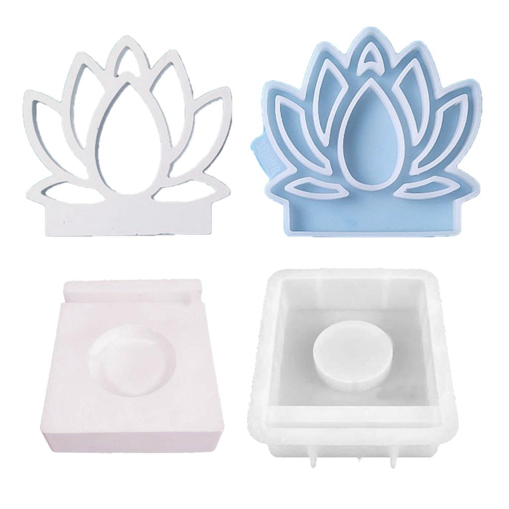 Hollow Flame Candlesticks Resins Moulds Lotus Candle Holder Silicone Molds DIY Heart Castings Moulds Home Decorations