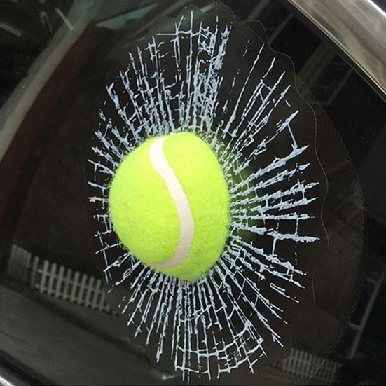 Funny 3D Tennis Football Hit Ball Basketball Crack Window Car Sticker Decoration