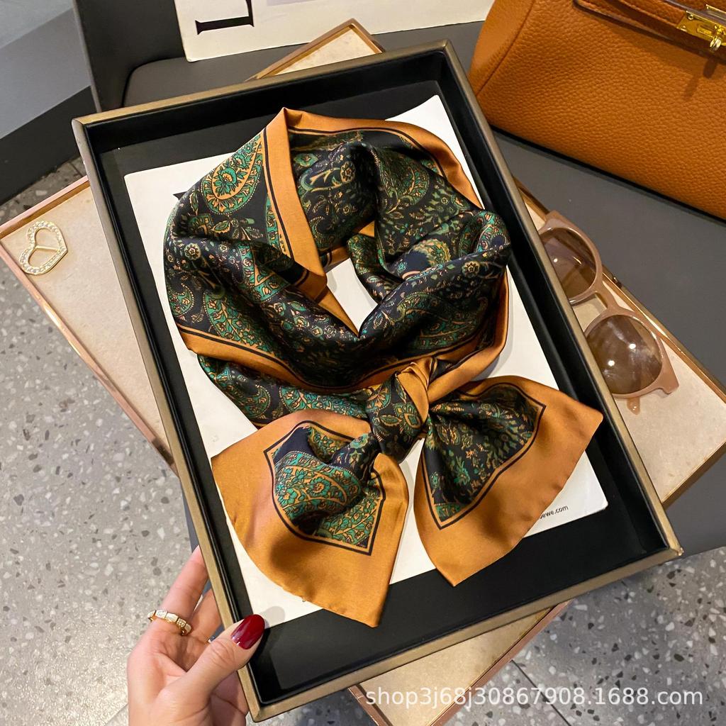 New small scarf thin and narrow strip printed silk scarf women's new streamer fashionable versatile professional decoration scarf scarf