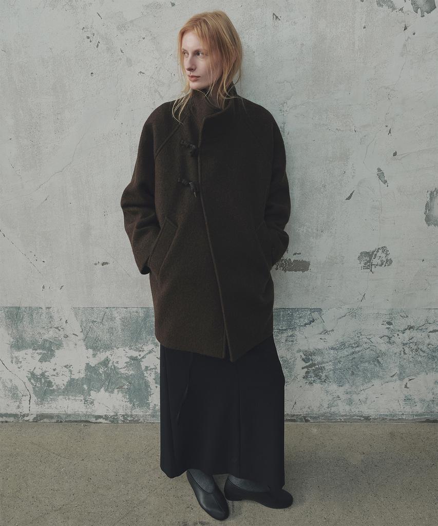 FROMWHERE Wool Duffle Half Coat_Brown
