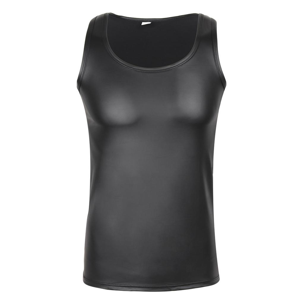 Мужская футболка из мягкой искусственной кожи с мокрым эффектом, майка, рубашка, клубная одежда