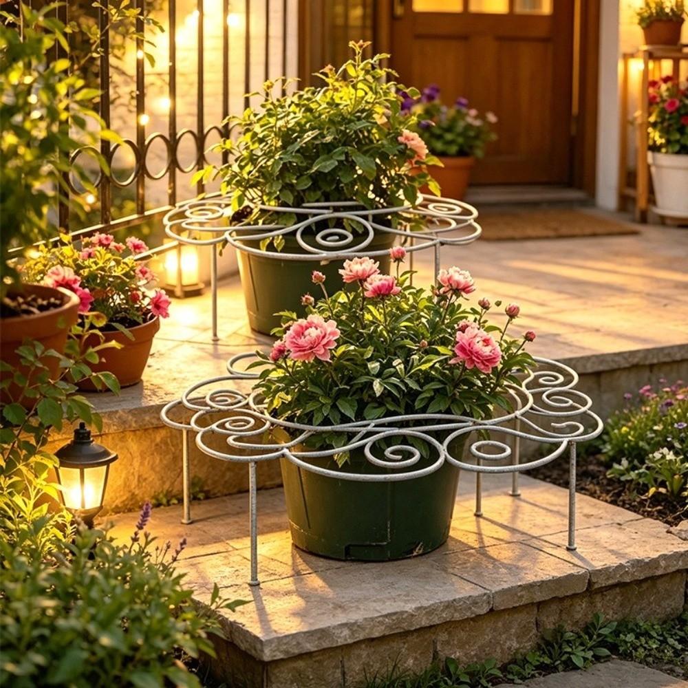 Weather-Resistant Metal Plant Support Ring Flower Shaped Flower Frame Support Plant Growth Fixing