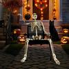 Ealistic Human Skeleton Halloween Skull Decoration Full-Body Movable Joints For Outside Garden Decorative Party Supplies
