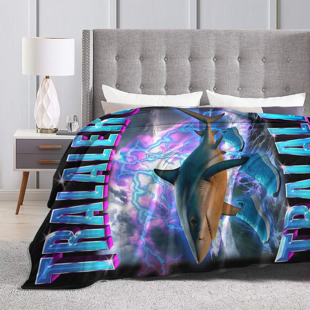Tralalero Tralala Bootleg Funny Brainrot Italian Shark Meme TBlanket Warm Soft Bedding Throws Winter Couch Chair Bedspread