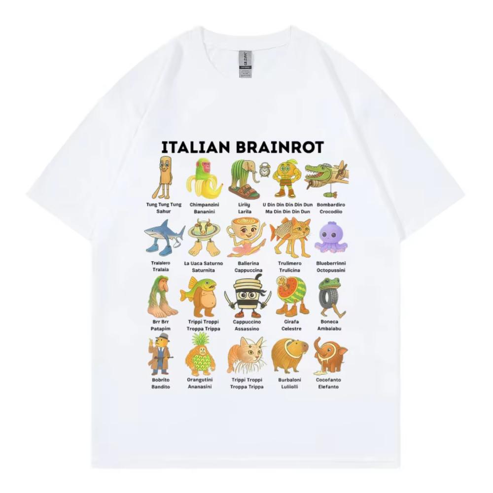 Funny Italian Brainrot Meme T-shirts Men Women Clothing Fashion Cartoon Short Sleeve T Shirt Summer Casual Loose Cotton T-shirts