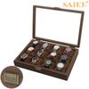 [Retro Edition] Black Walnut Wood Watch Storage Box with Silk Cotton Pillow, 12-Slot Display & Gift Packaging