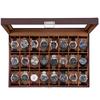 ProCase Футляр для часов с крышкой из настоящего стекла и съемным органайзером для хранения часов, Коричневый, 24 отделения на подушечках, для коллекционеров,