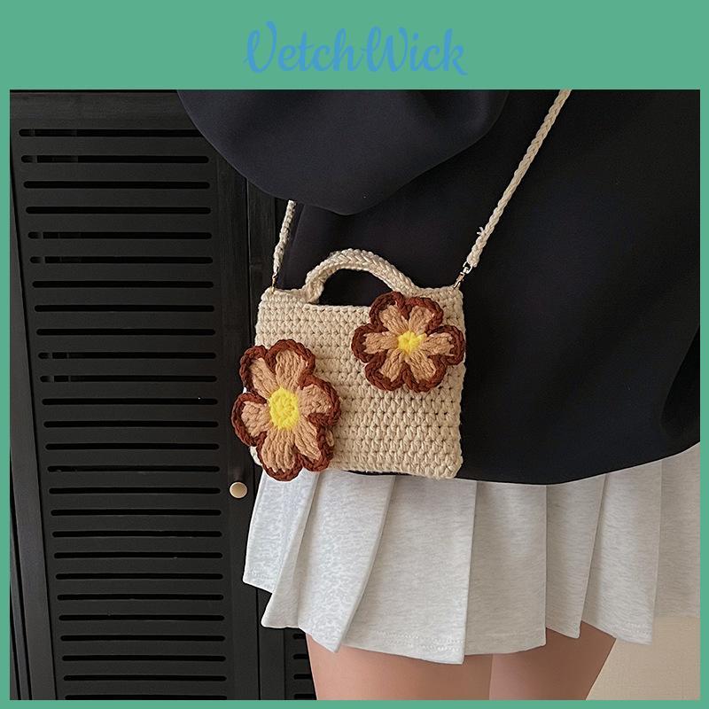 Soft Cottontextured Small Shoulder Bag With Flower Design For Daily Wear