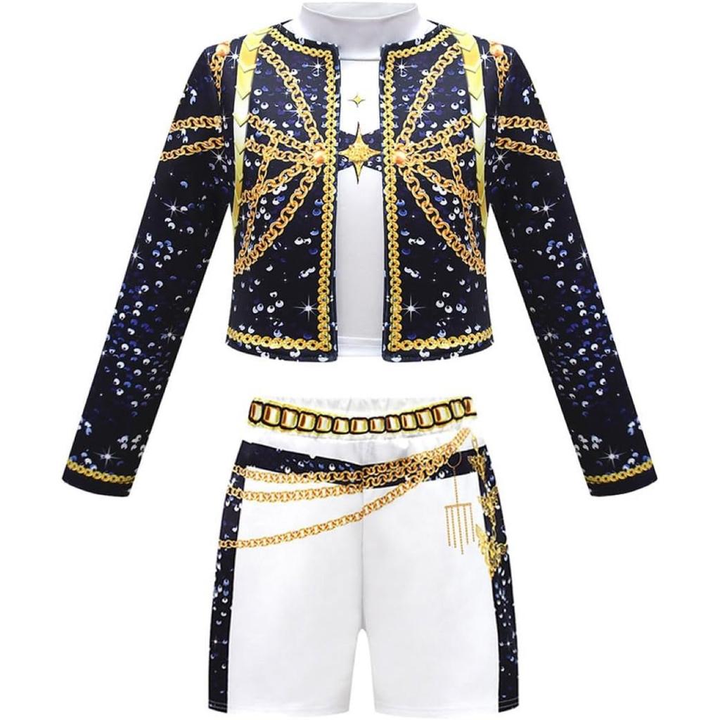 Детский Kpop Косплей Охотника на демонов Руми Зои Мира Костюм для косплея Комплект 3D Принт Детская Одежда для сцены Хэллоуин Вечеринка