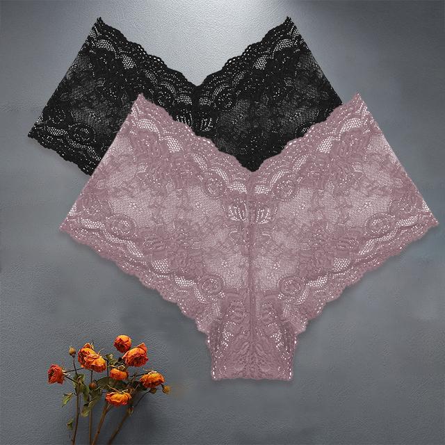 FINETOO 2PCS/Set High Waist Sexy Women Floral Lace Panties Lingerie Brief Girl Panty S-XL Underpants Female Underwear Intimates