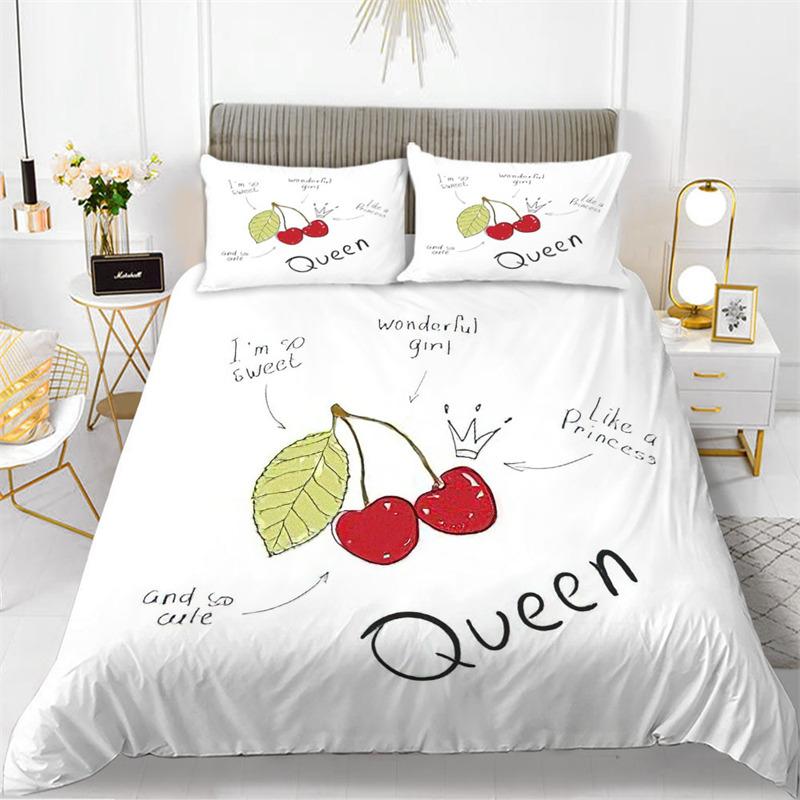 Cute Chic Fruit Bedding Collection For Kids Girls Boys Room Decor Tropical Pineapple Cherry Pomegranate Print Duvet Cover Pillowcases